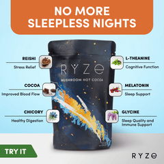 RYZE Hot Cocoa - with 6 Sleep Superfoods to Help Fall Asleep and Stay Asleep - Clean Style