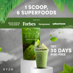RYZE Matcha - with 6 Organic Adaptogenic Mushrooms Grown In USA and Ceremonial-Grade Japanese Matcha - Home Choice